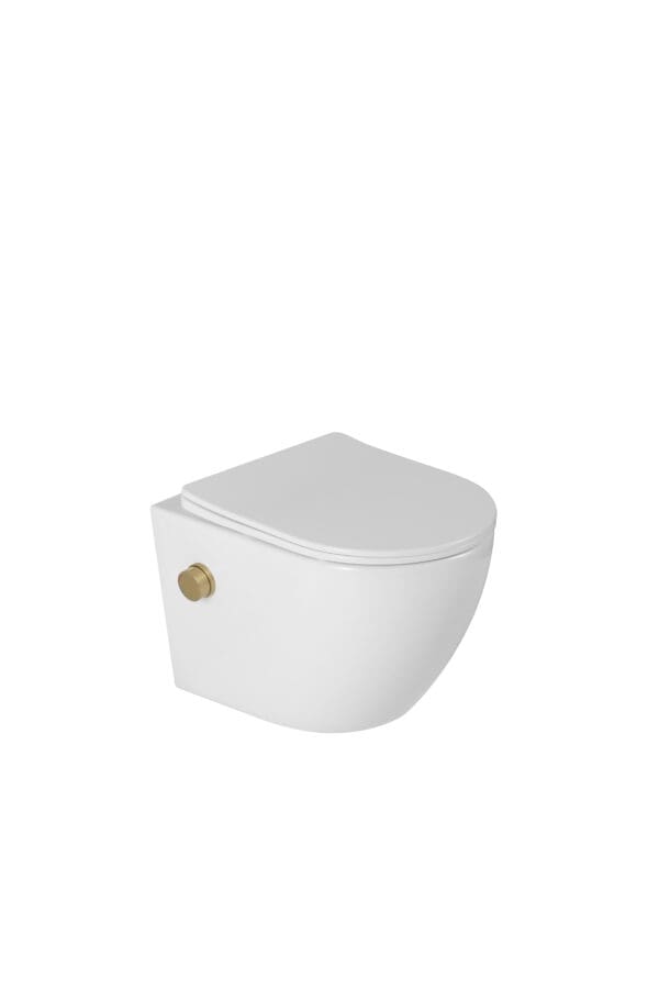 bidet toilet met gouden bidetkraan