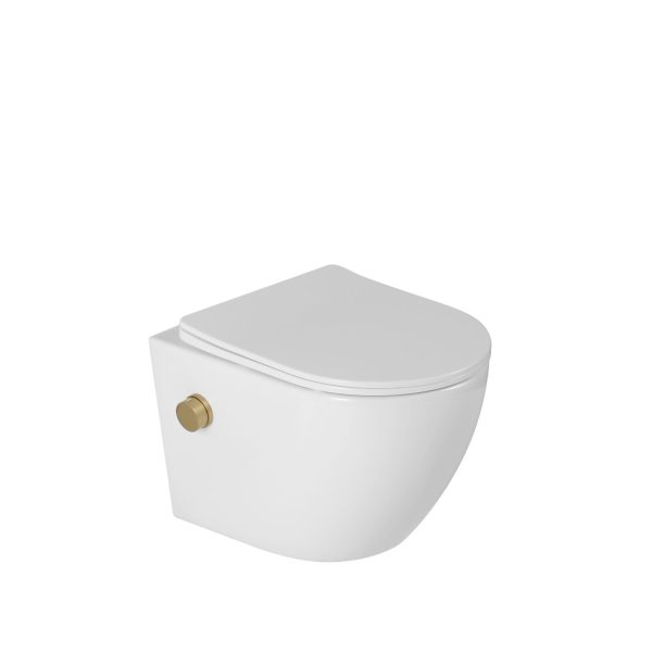 bidet toilet met gouden bidetkraan